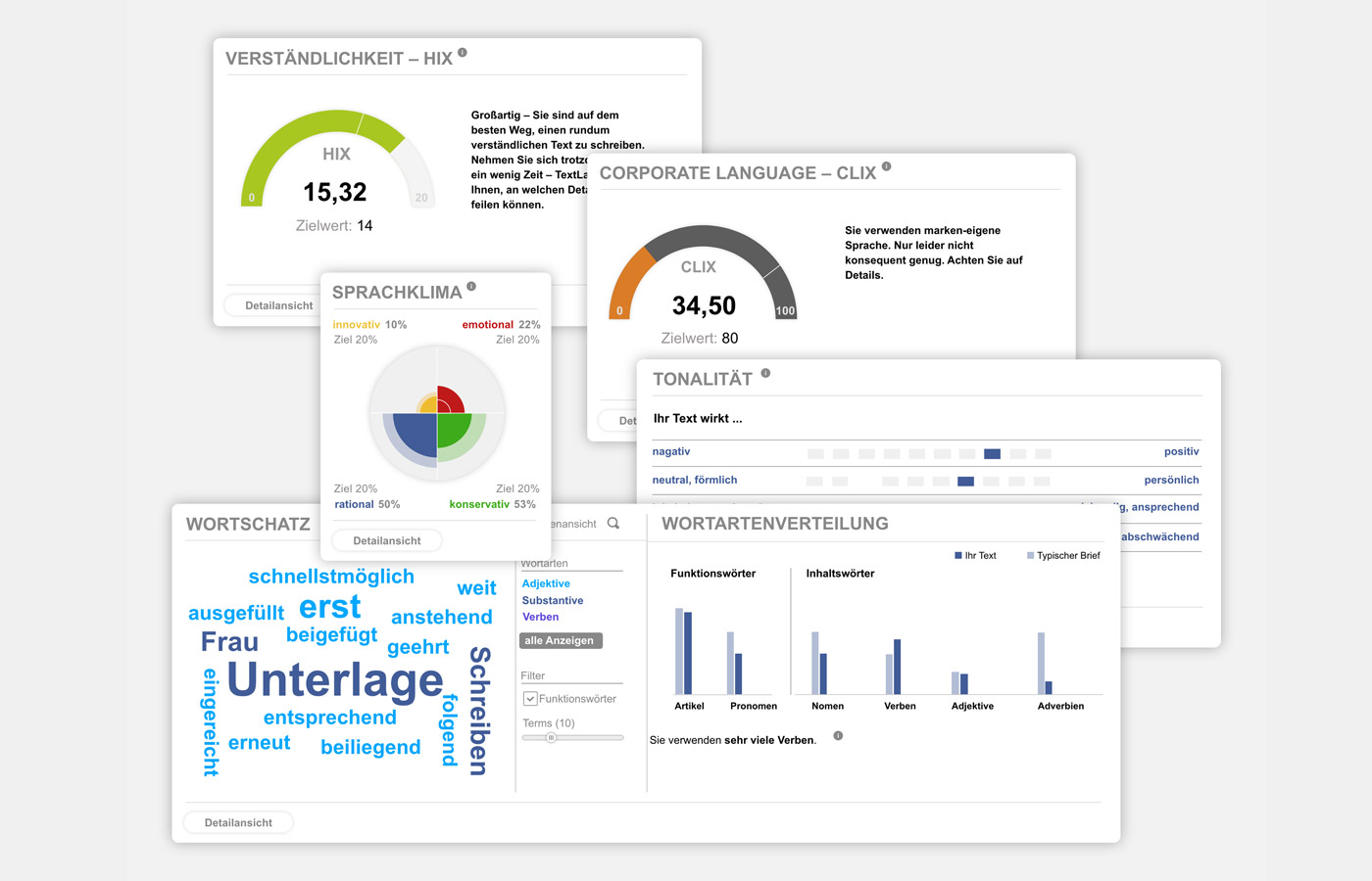 TextLab GUI Statistiken